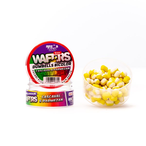 Wafters Dumbells Bicolor Cascaval & Parmezan (Alb-Galben) 6Mm 15G