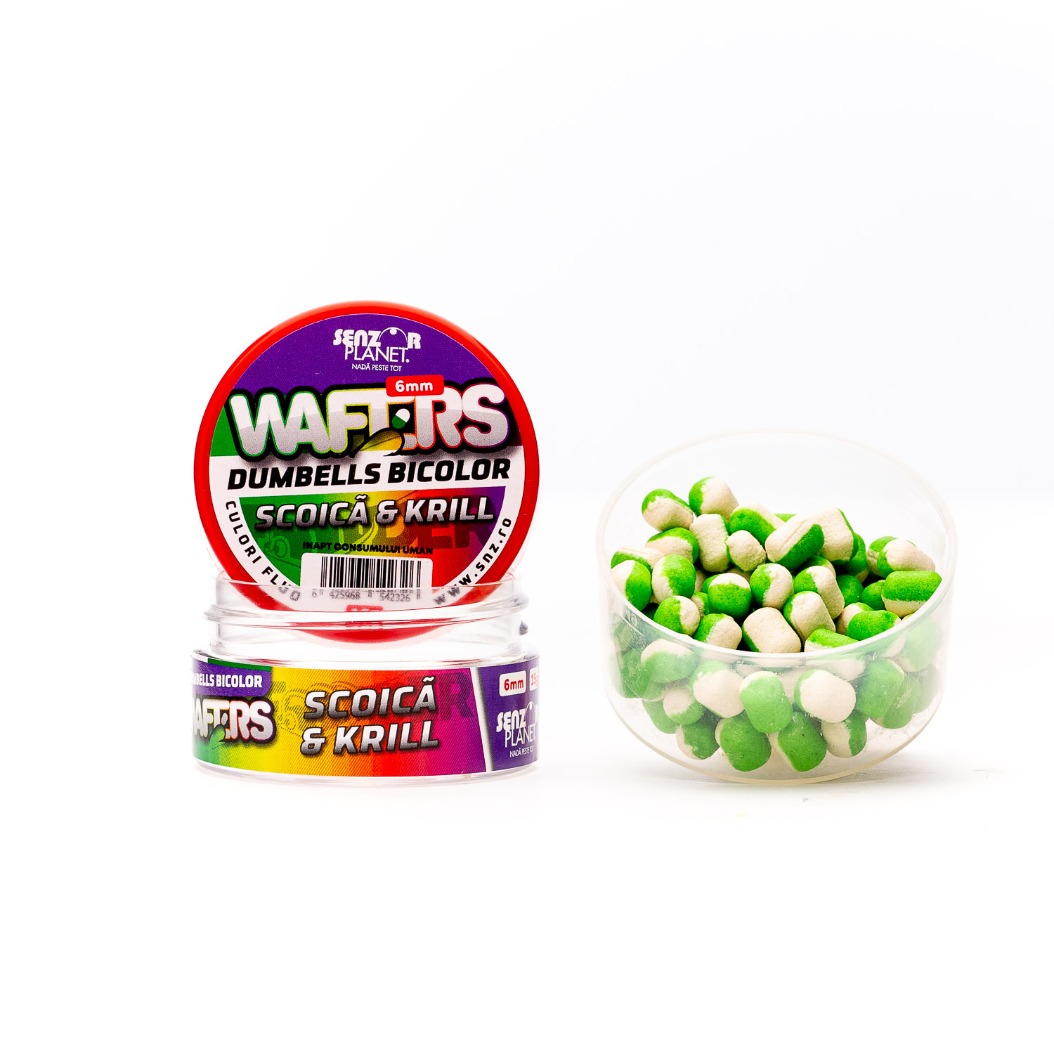 Wafters Dumbells Bicolor Scoica & Krill (Alb-Verde) 6Mm 15G