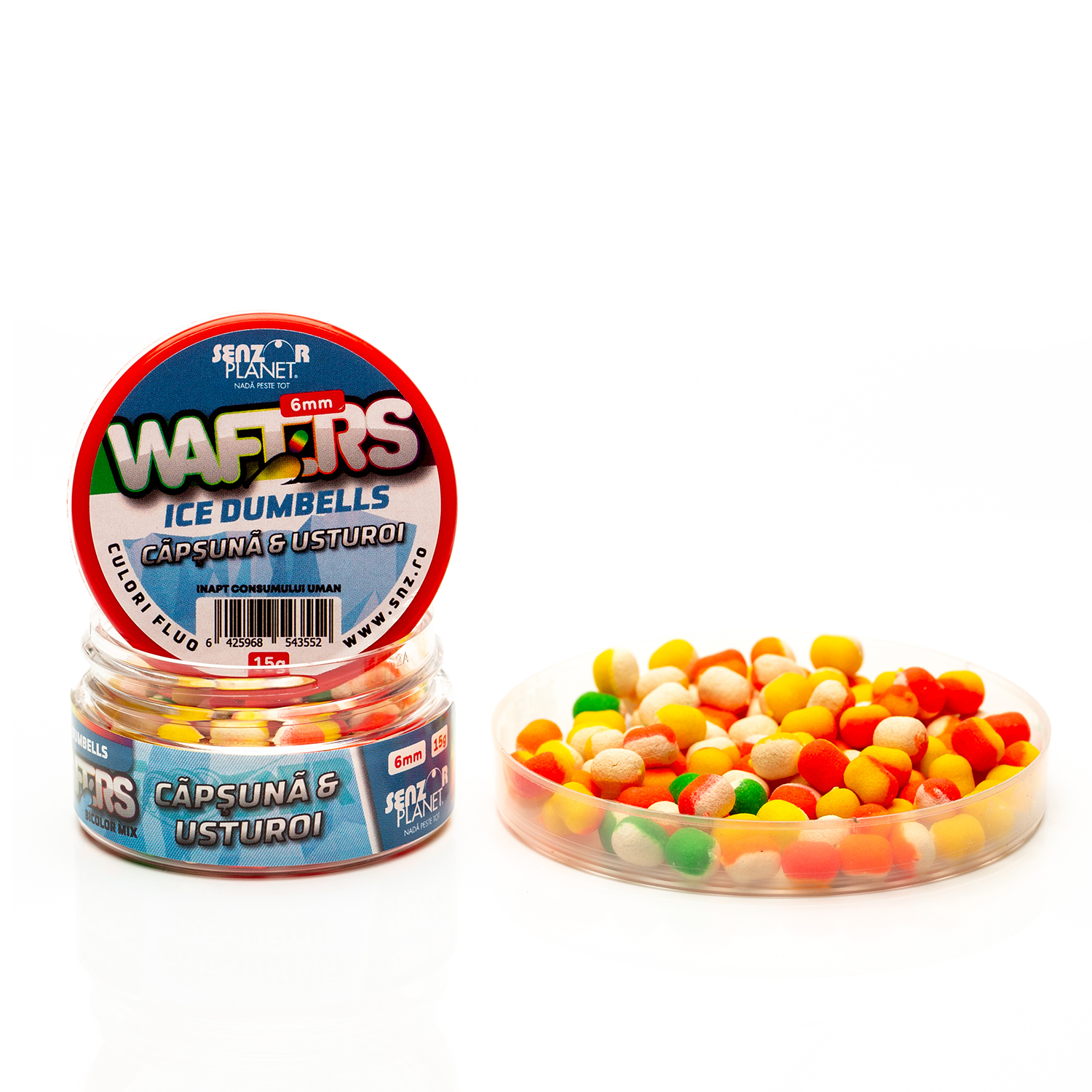 Wafters Ice Dumbells Bicolor Capsuna & Usturoi (Mix Bicolor) 6Mm 15G