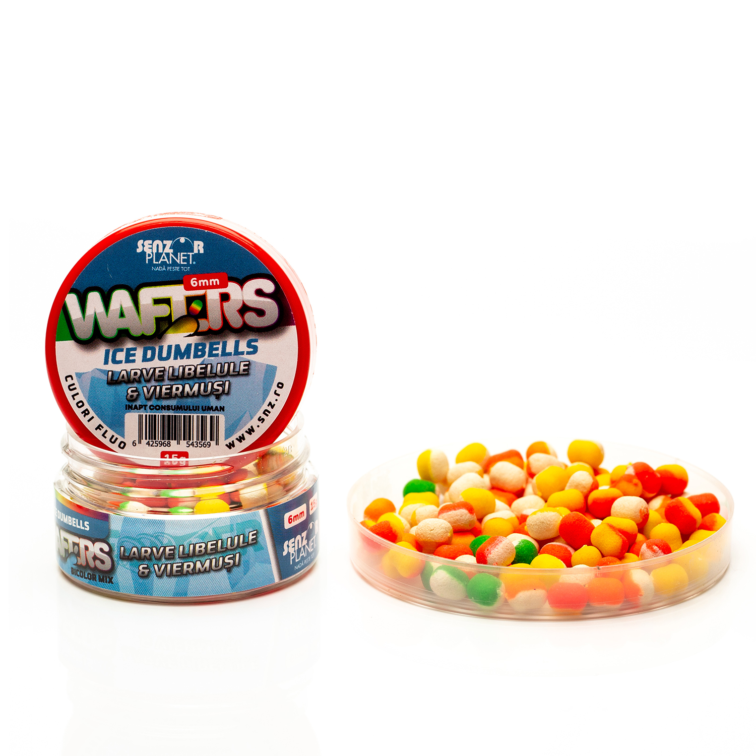 Wafters Ice Dumbells Bicolor Larve Libelule & Viermusi (Mix Bicolor) 6Mm 15G Wafters Ice Dumbells Bicolor Larve Libelule & Viermusi (Mix Bicolor) 6Mm 15G